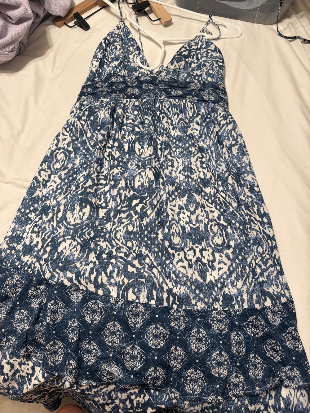Abercrombie & Fitch Navy and White Printed Maxi Dress